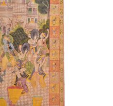 Pichwai Painting playing Holi With Gopies Srinathji Forms On Border