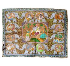 Radha Krishna Pichwai Painting And elephant Motifs With Different forms of Krishna Life