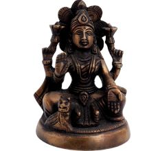 Brass Laxmi Statue With Owl Blessing Pose
