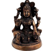 Brass Laxmi Statue With Owl Blessing Pose