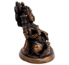 Brass Laxmi Statue With Owl Blessing Pose
