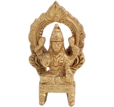 Brass Maha Laxmi Goddess Statue On Throne With Prabhavali