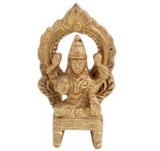 Brass Maha Laxmi Goddess Statue On Throne With Prabhavali