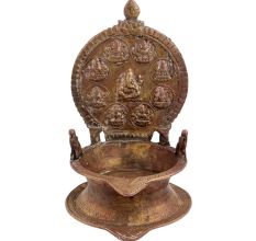 Brass Oil Lamp Diya Ashtavinayak And Laxmi form