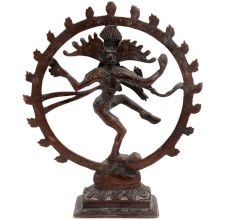 Brass Dancing Shiva Statue With Rings Of Flame