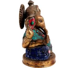 Colorful Brass Ganesha Statute For Worship And Decoration