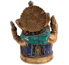 Colorful Brass Ganesha Statute For Worship And Decoration