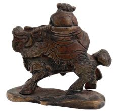 Brass Chinese Old Man Figurine On Dragon Statue