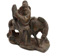 Brass Chinese Old Man Statue On A Horse