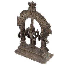 Brass Statue Of lord Vishnu Prabhavali  Two Consorts  Deivanai and Valli