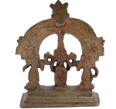 Brass Statue Of lord Vishnu Prabhavali  Two Consorts  Deivanai and Valli