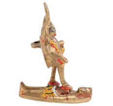 Hand Painted Brass Goddess Kali Statue Standing On Lord Shiva