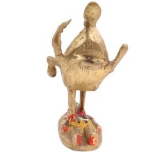 Hand Painted Brass Goddess Kali Statue Standing On Lord Shiva