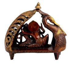 Ornate  Brass Radha Krishna Romance In Peacock Chowki
