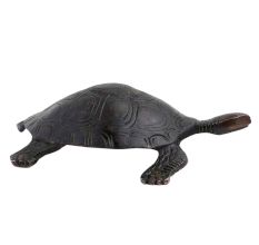 Intricately Carved Black  Brass Turtle Figurine Feng Shui Gift