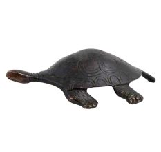 Intricately Carved Black  Brass Turtle Figurine Feng Shui Gift