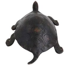Intricately Carved Black  Brass Turtle Figurine Feng Shui Gift