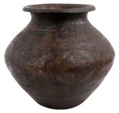 Brass Hand Carved  Figurine Holy Water Pot