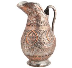 Handmade Copper Jug With Flower Motifs Scroll Design