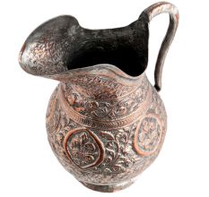 Handmade Copper Jug With Flower Motifs Scroll Design