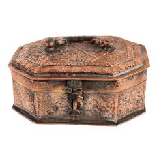 Copper Jewelry Box With Floral Kashmiri Repousse Artwork