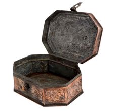 Copper Jewelry Box With Floral Kashmiri Repousse Artwork