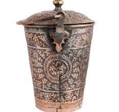 Copper Bucket Decorated Repouse design With Lid