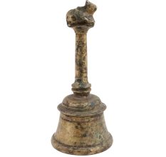 Brass Handheld Indian Bell With Nandi Statue