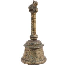Brass Handheld Indian Bell With Nandi Statue