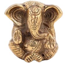 Brass Engraved Sitting Worship Ganesha Statue