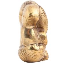Brass Engraved Sitting Worship Ganesha Statue