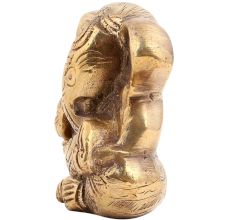 Brass Engraved Sitting Worship Ganesha Statue