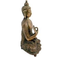 Brass Buddha Statue Blessing Sitting on Chowki