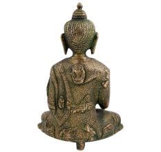 Brass Buddha Statue Blessing Sitting on Chowki