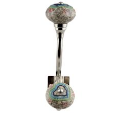 Colorful Hearts Crackle Ceramic Silver Iron Hook