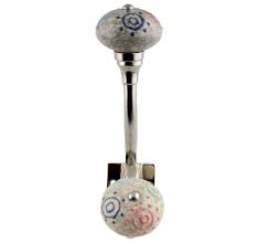 Colourful Circular Crackle Ceramic Silver Iron Hook