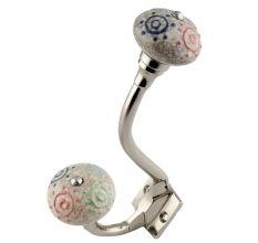 Colourful Circular Crackle Ceramic Silver Iron Hook