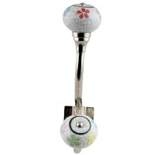 Mixed Floral Crackle Ceramic Silver Iron Hook