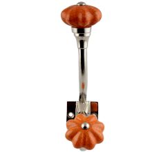 Orange Crackle Melon Ceramic Silver Iron Hook