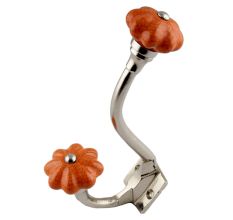 Orange Crackle Melon Ceramic Silver Iron Hook