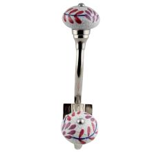 Pink Leaf Crackle Ceramic Silver Iron Hook