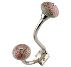 Pink Round Crackle Ceramic Silver Iron Hook