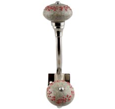 Red Embossed Crackle Ceramic Silver Iron Hook