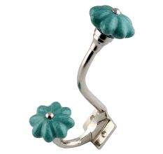 Sea Green Crackle Silver Iron Hook
