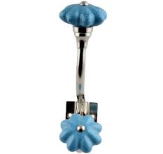 Turquoise Crackle Ceramic Silver Iron Hook