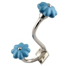 Turquoise Crackle Ceramic Silver Iron Hook
