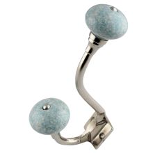 Turquoise Cream Crackle Silver Iron Hook