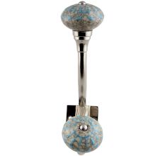 Turquoise Wheel Crackle Ceramic Silver Iron Hook