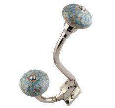 Turquoise Wheel Crackle Ceramic Silver Iron Hook