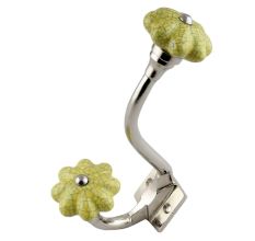 Yellow Crackle Ceramic Silver Iron Hook
